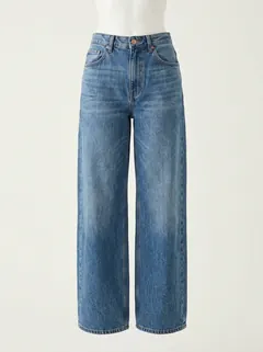 Product photo: mid-blue wide-leg jeans
